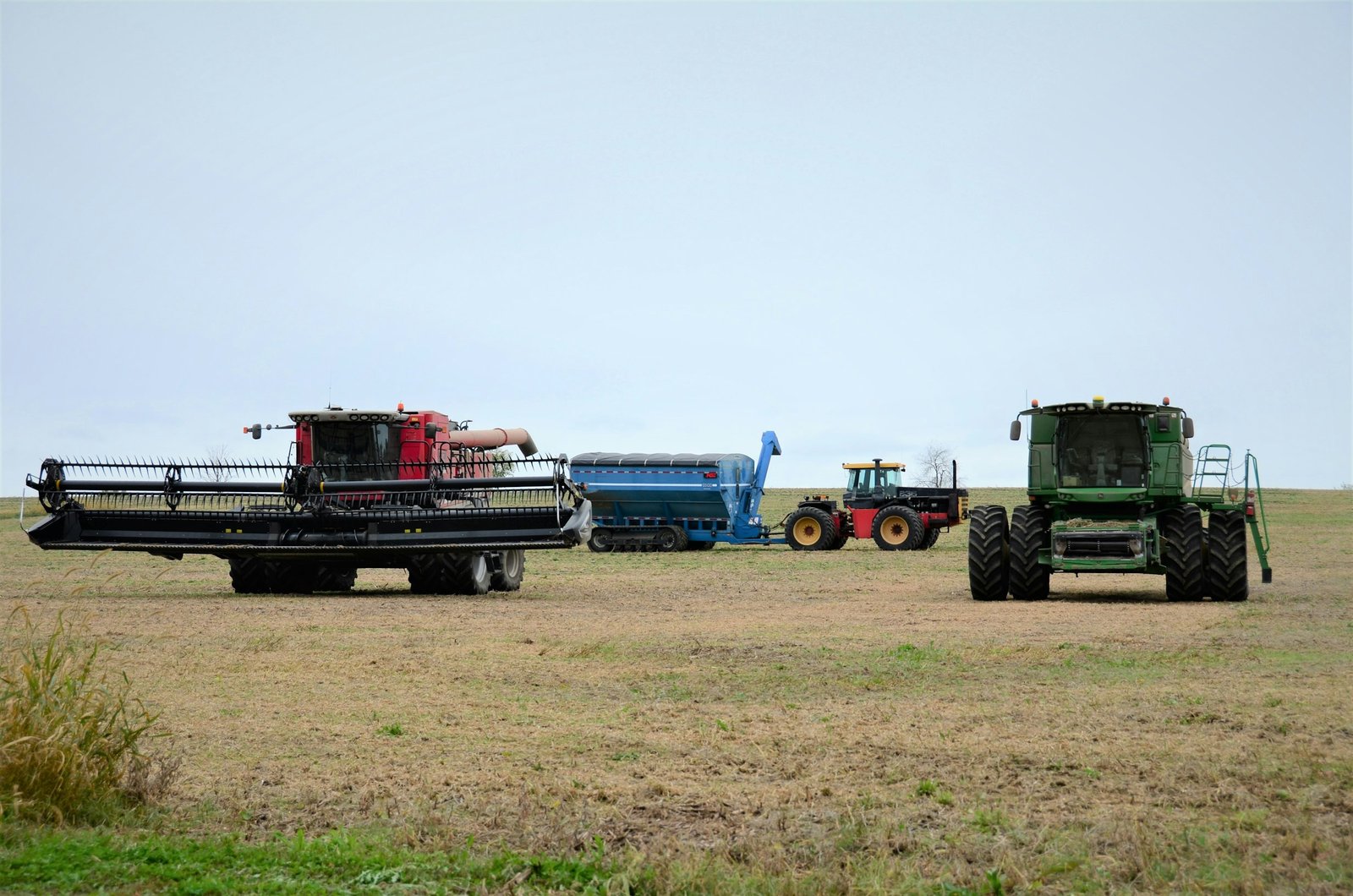 Mechanized farm machinery in a large field